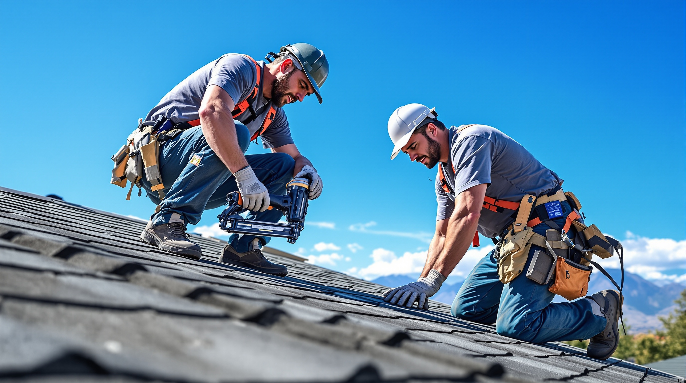 Roofing crew working on a Utah job site